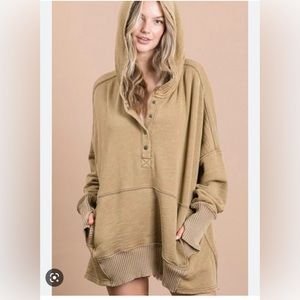 Bucket list cotton french terry fabric boxy hoodie top